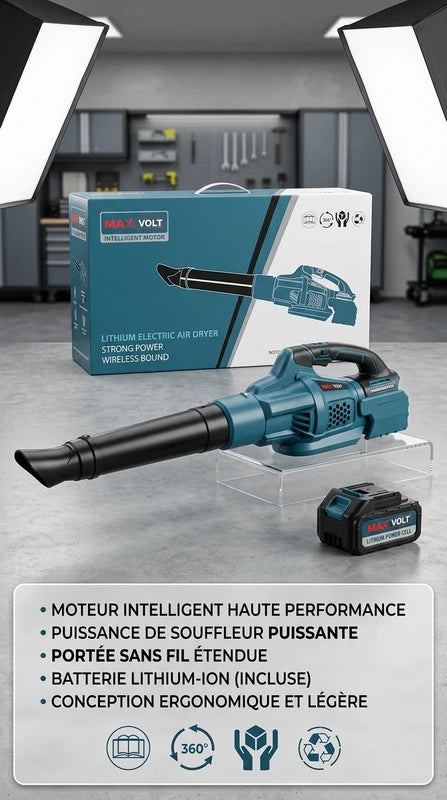 Souffleur Sans Fil Lithium MAXVOLT – Moteur Intelligent Haute Performance