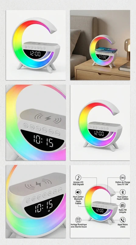 Enceinte Bluetooth LED avec Chargeur Sans Fil & Réveil Numérique – BT-3401