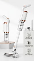 Aspirateur Sans Fil 2-en-1 – Batterie Lithium Longue Autonomie