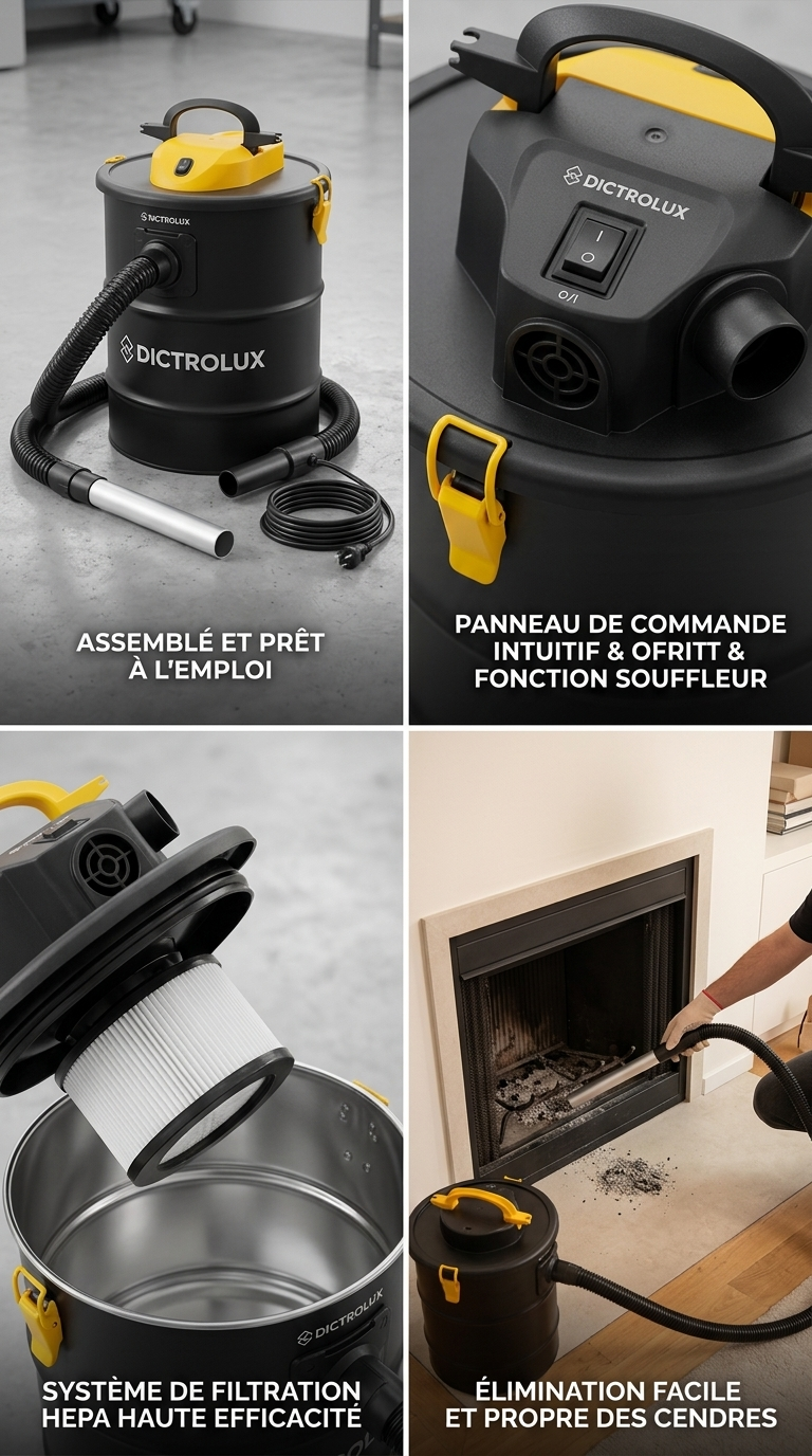 DICTROLUX Turbo Pro 1200 W – Aspirateur Souffleur 2-en-1 20 L avec Filtre HEPA