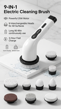 Brosse de Nettoyage Électrique 9-en-1 – Puissance Max 25W, 90 Min d’Autonomie