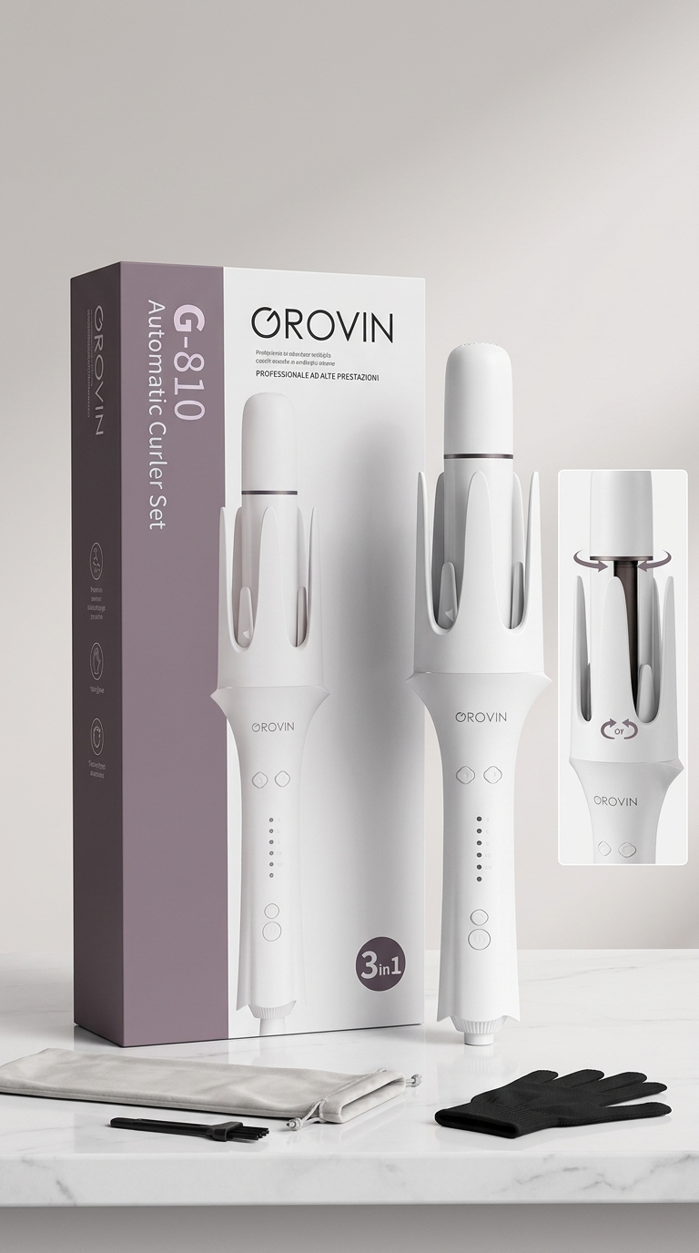 GROVIN G-810 – Boucleur Automatique 3-en-1 Professionnel | Fer à Boucler pour Ondulations & Boucles Élégantes