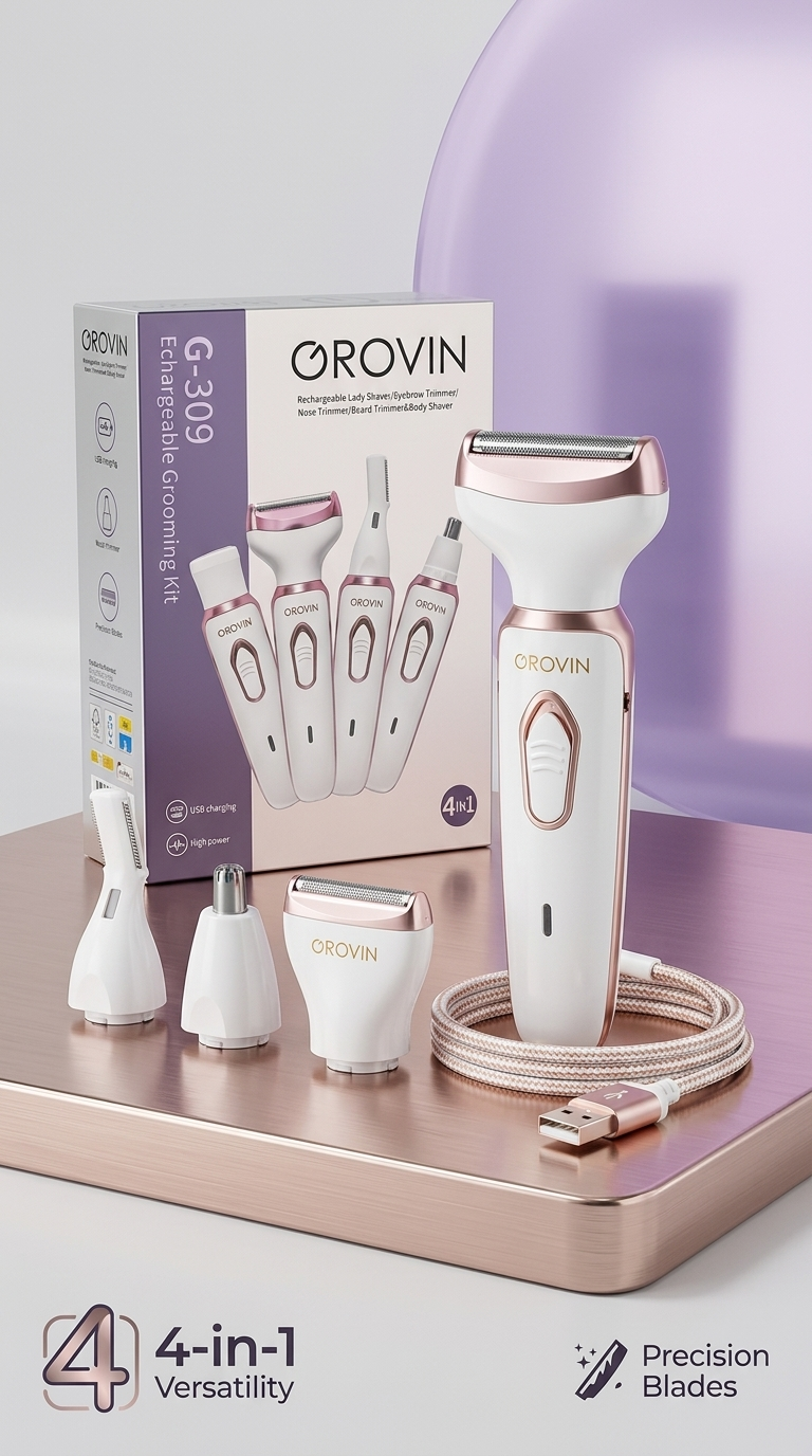 ORОVIN G-309 – Tondeuse Électrique 4-en-1 Rechargeable pour Femme & Homme