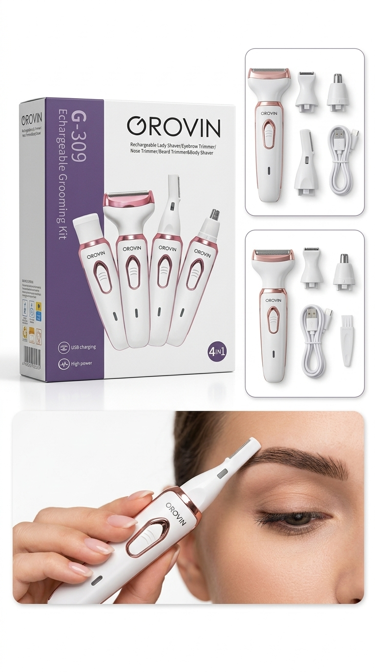 ORОVIN G-309 – Tondeuse Électrique 4-en-1 Rechargeable pour Femme & Homme