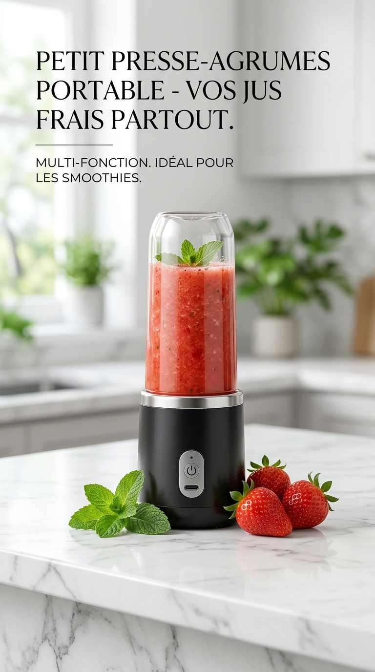 Mini Blender Portable USB-C – Mixeur Multifonction pour Smoothies & Jus Frais