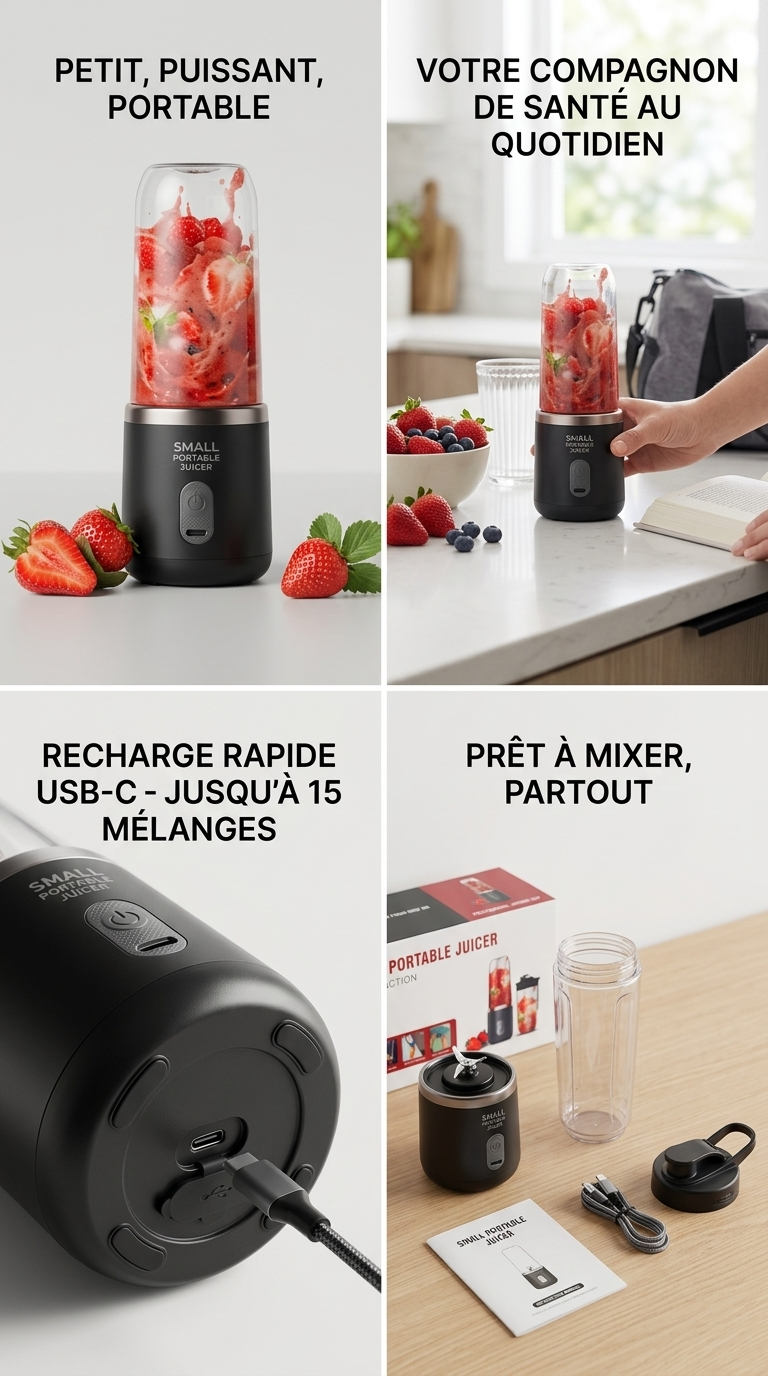 Mini Blender Portable USB-C – Mixeur Multifonction pour Smoothies & Jus Frais