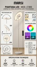 Lampe sur Pied LED Design Marsi LT400 – 48W, CCT 2800-6000K, Éclairage RGB, Tête Orientable 270° avec Télécommande