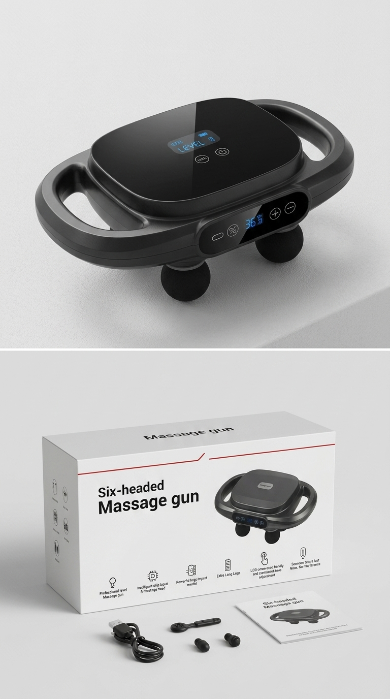 Masseur Électrique 6 Têtes – Appareil de Massage Profond pour Dos, Lombaires & Taille | Rechargeable & Multi-Niveaux