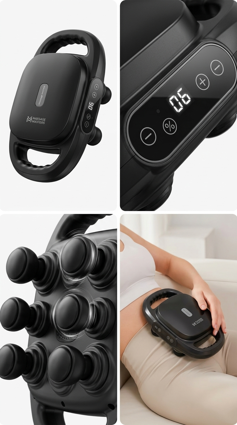 Masseur Électrique 6 Têtes – Appareil de Massage Profond pour Dos, Lombaires & Taille | Rechargeable & Multi-Niveaux