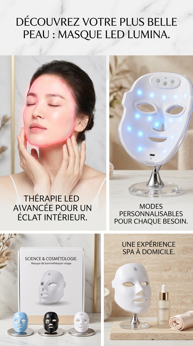Masque LED LUMINA – Soin Visage à Lumière LED