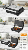 Gril & Sandwich Maker HOOMEI HM-5830 – 1000W, Ouverture 180°, Plaques Grill Antiadhésives