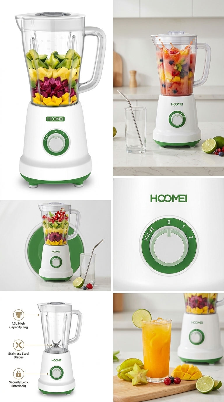 Blender HOOMEI HM-6725G 1,5 L – 2 Vitesses + Pulse