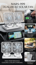Mars-999 – Ventilateur Double Tête Rechargeable Solaire & USB | 3 Vitesses, Orientation 360°, Portable